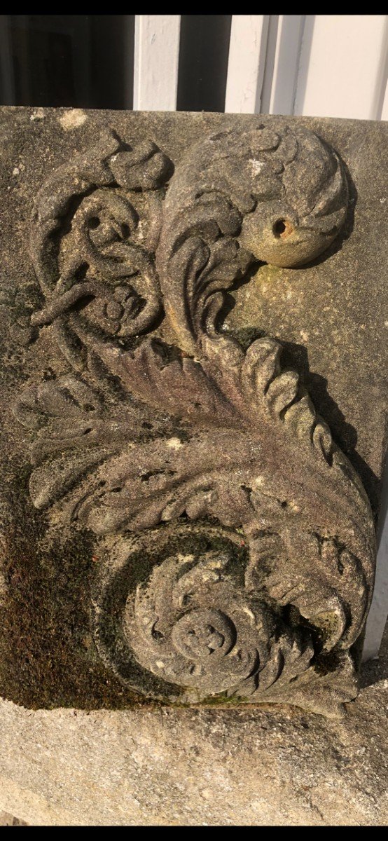 Sculpture de pierre feuille d’acanthe XIXe-photo-3