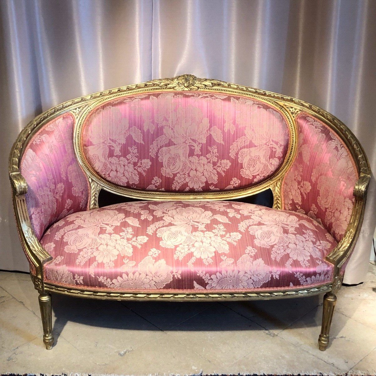 Salon Louis XVI bois doré XIXe-photo-2