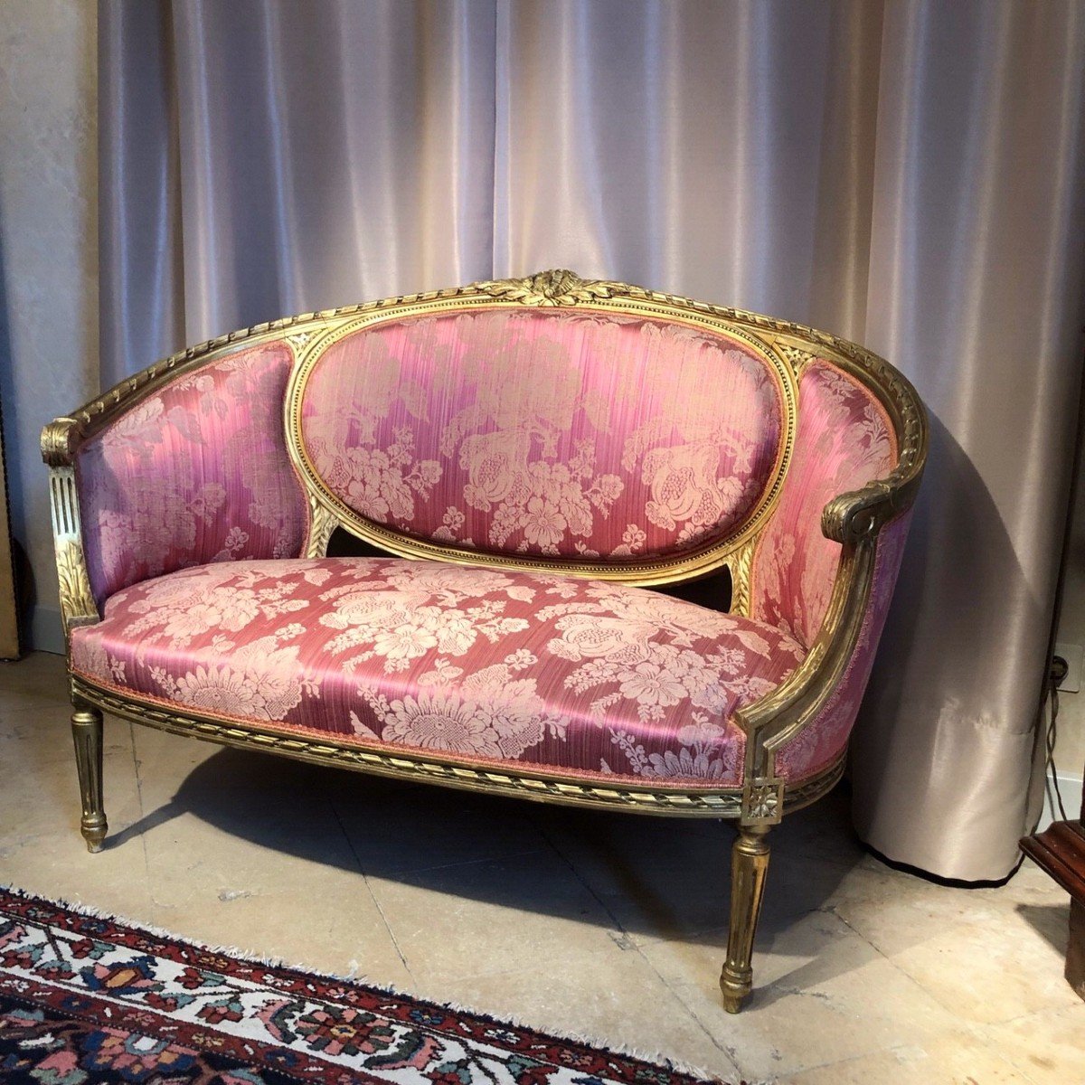 Salon Louis XVI bois doré XIXe-photo-3