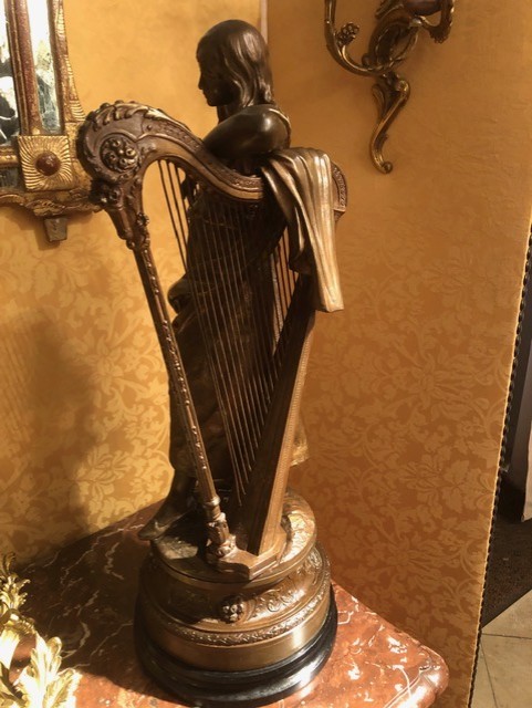 Young Woman With Harp, Auguste Moreau, 19th Century-photo-5