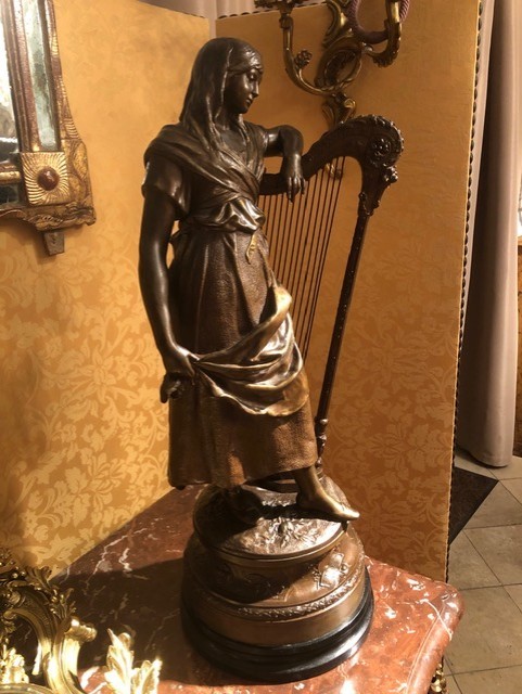 Young Woman With Harp, Auguste Moreau, 19th Century