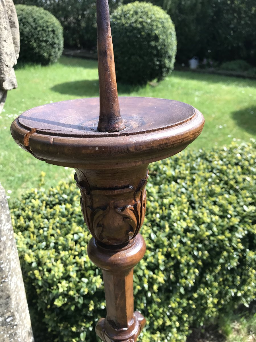 1.52 M Candlestick In Carved Wood, Late 18th And Early 19th Century-photo-4