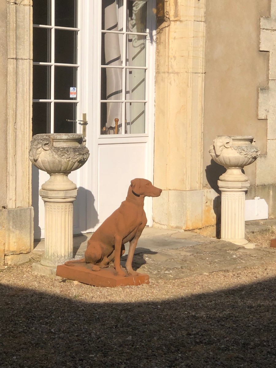 Paire de colonnes et vasques jardinière à l’antique XXe-photo-1