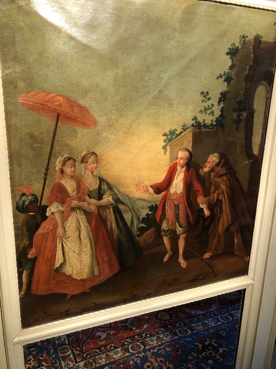 Trumeau Louis XVI "Scène galante"-photo-2