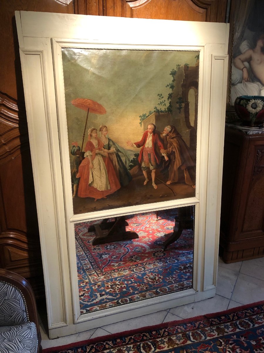 Trumeau Louis XVI "Scène galante"-photo-2