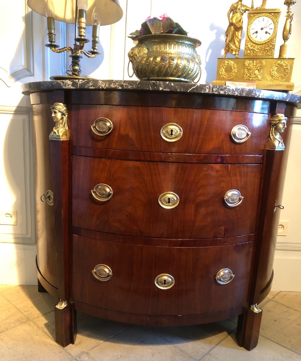 Commode demi-lune d’époque Empire Retour d’Egypte fin XVIIIe-photo-2