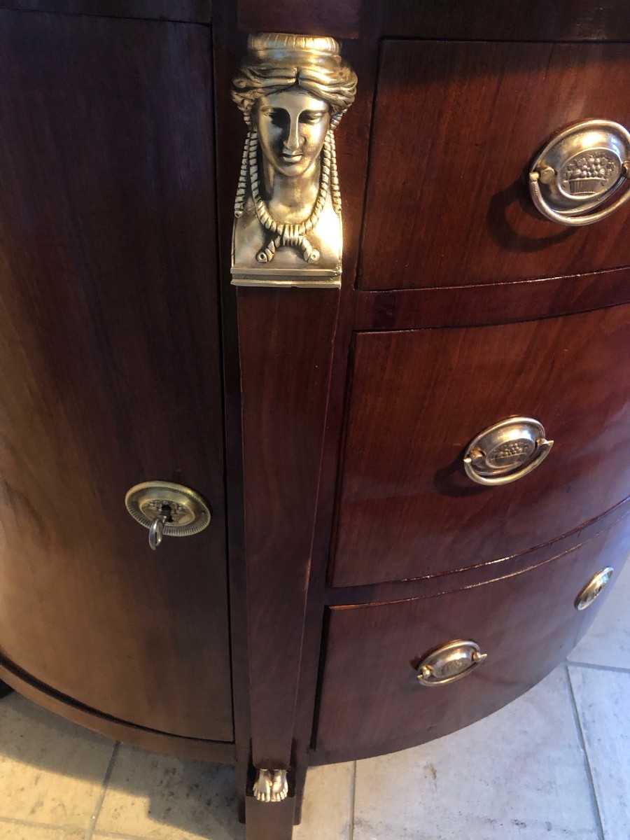 Commode demi-lune d’époque Empire Retour d’Egypte fin XVIIIe-photo-3