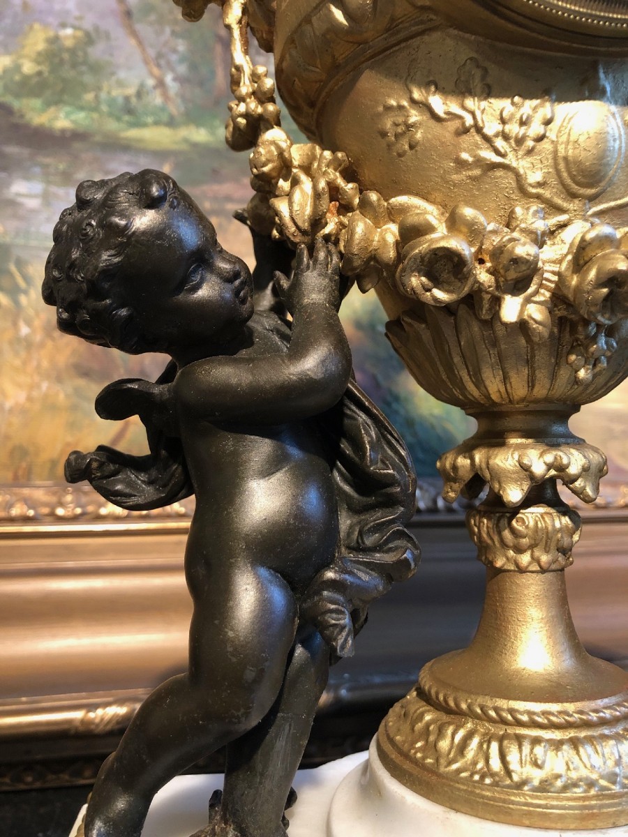 Pendule Horloge aux putti Louis XVI époque XIXe-photo-2