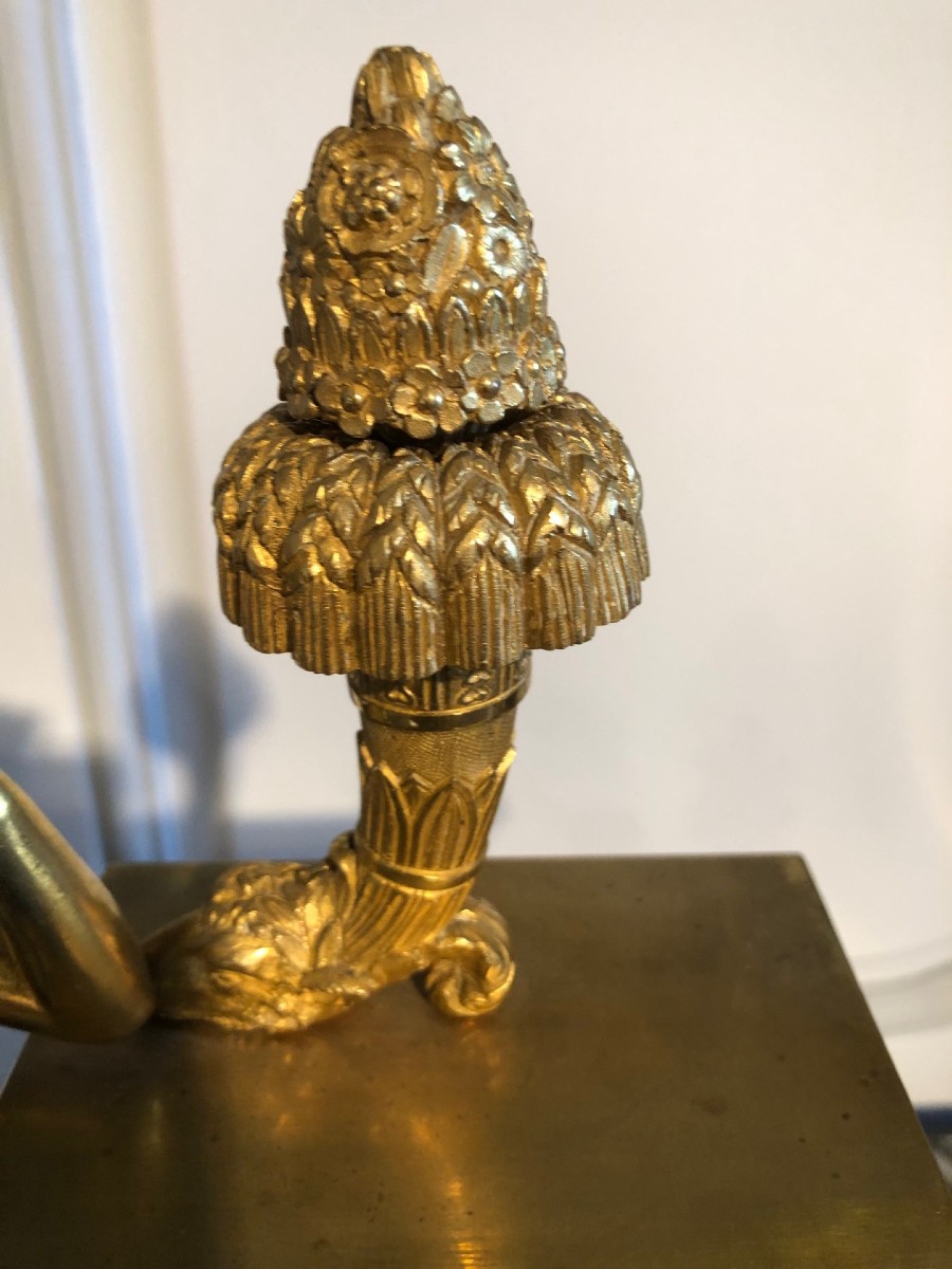 Horloge d’époque Empire « Les Moissons » en bronze doré-photo-4