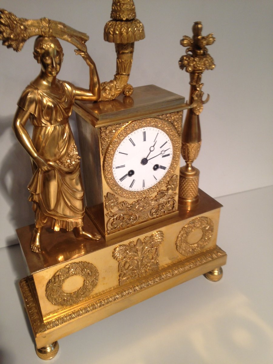 Horloge d’époque Empire « Les Moissons » en bronze doré-photo-5