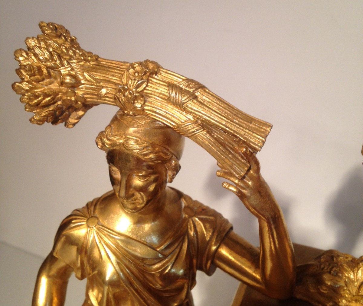 Horloge d’époque Empire « Les Moissons » en bronze doré-photo-8