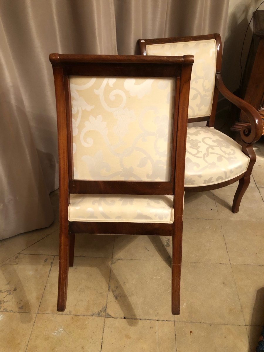 Paire de fauteuils époque Restauration tissu feuilles d'acanthe-photo-3