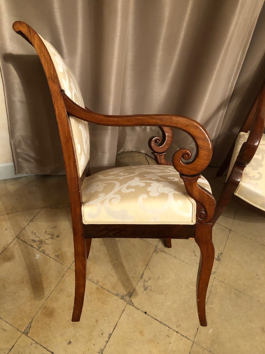 Paire de fauteuils époque Restauration tissu feuilles d'acanthe-photo-4