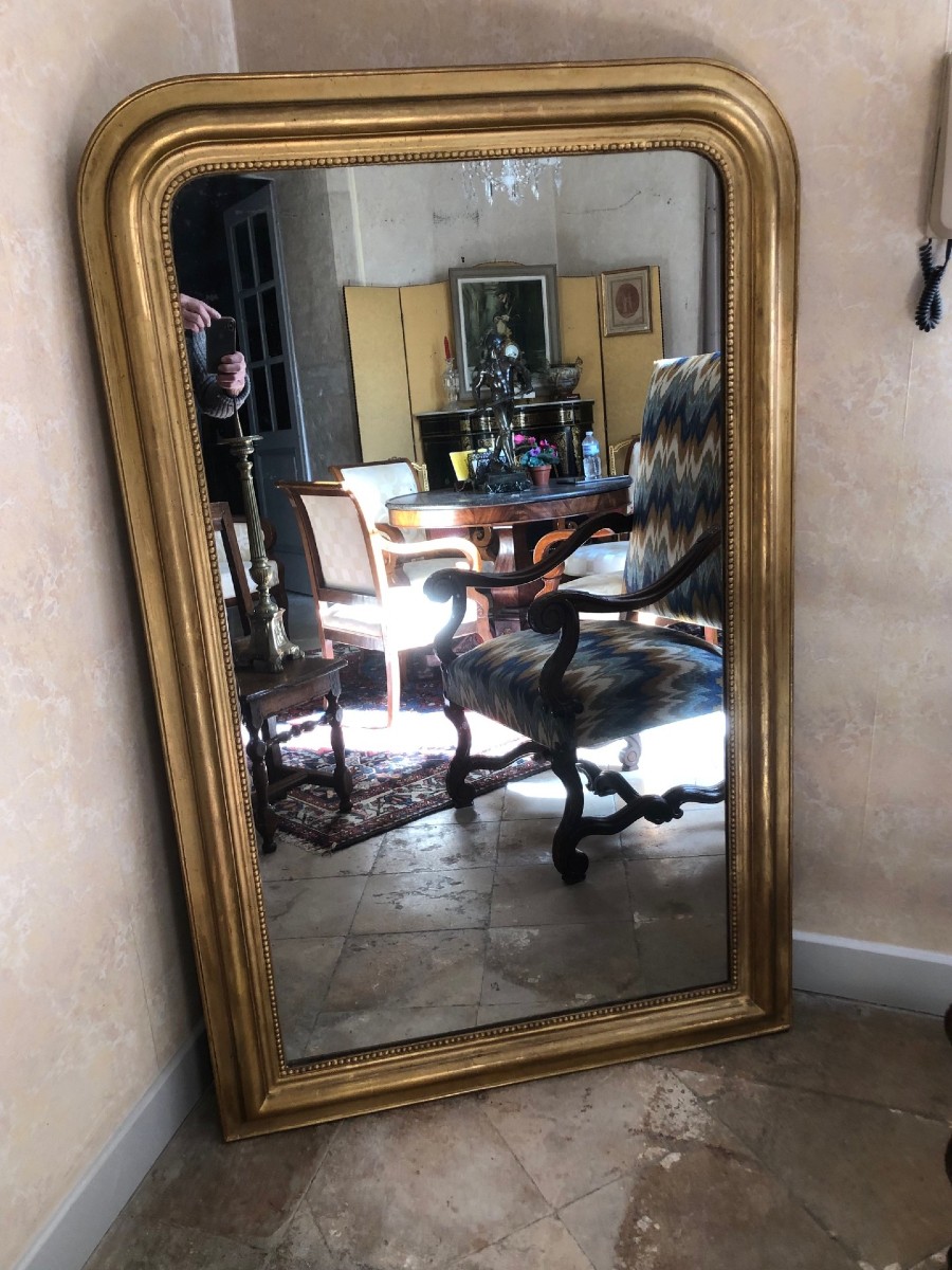 Louis Philippe Period 19th Century Gilded Mirror-photo-1