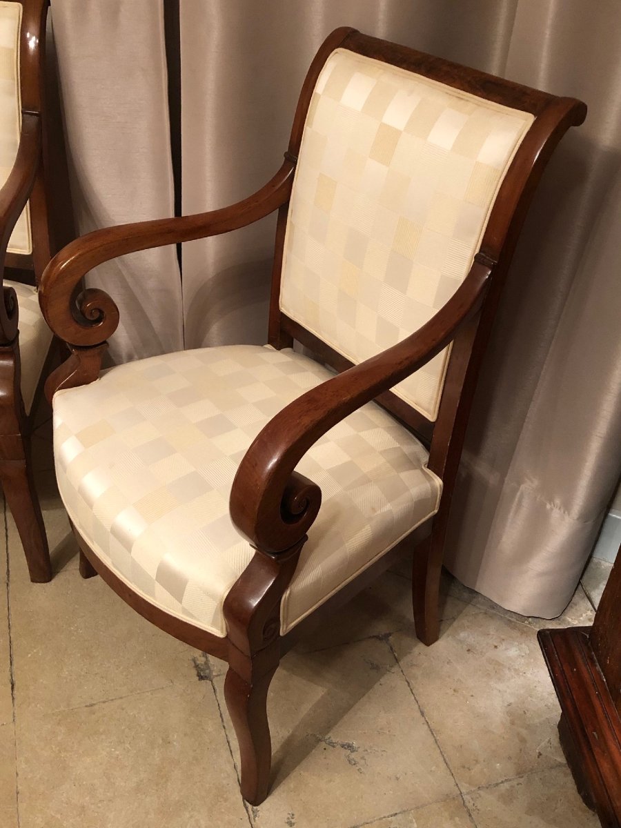 Paire de fauteuils époque Restauration tissu damier-photo-3