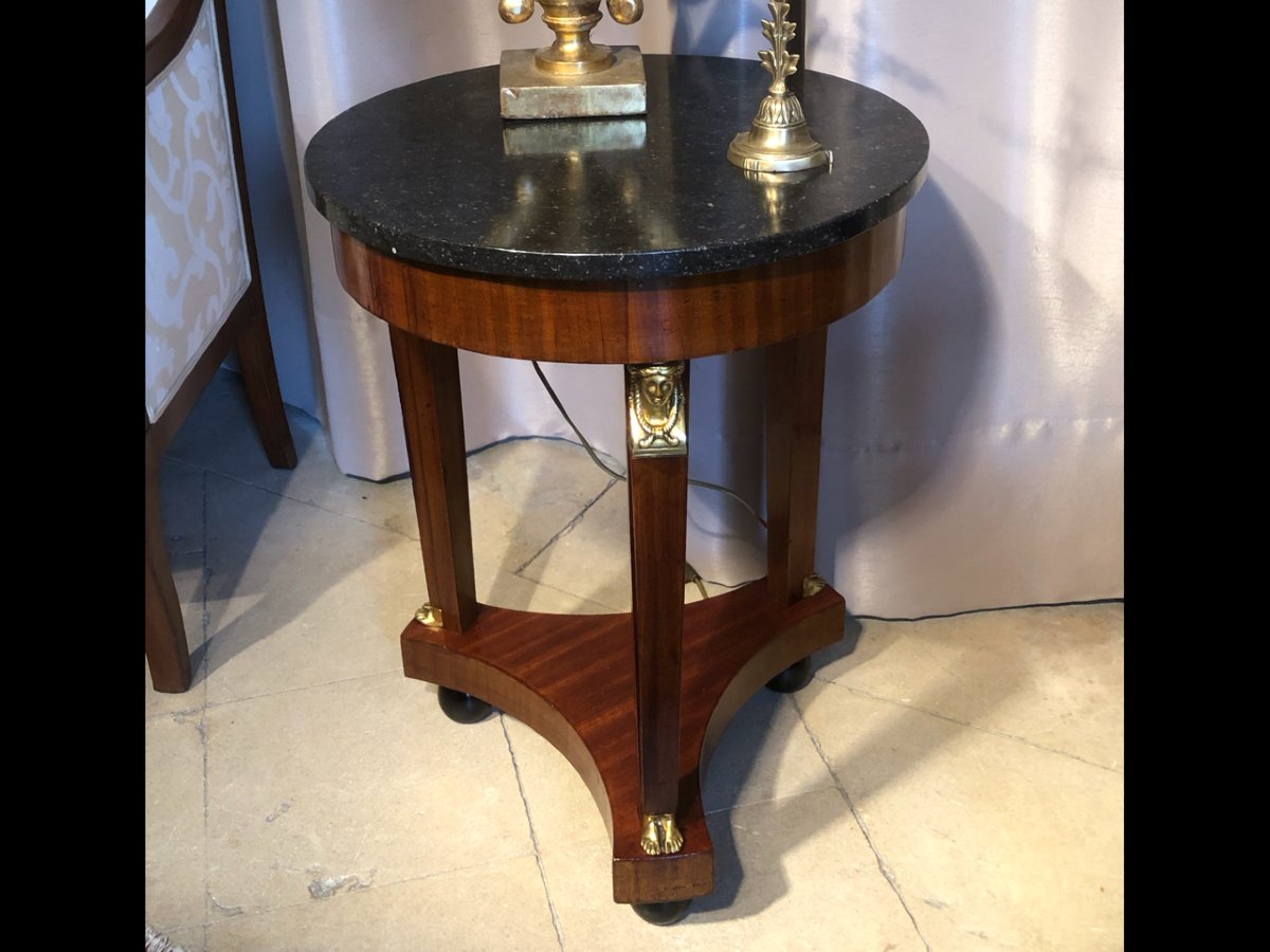19th-century Empire-style Mahogany Side Table-photo-2