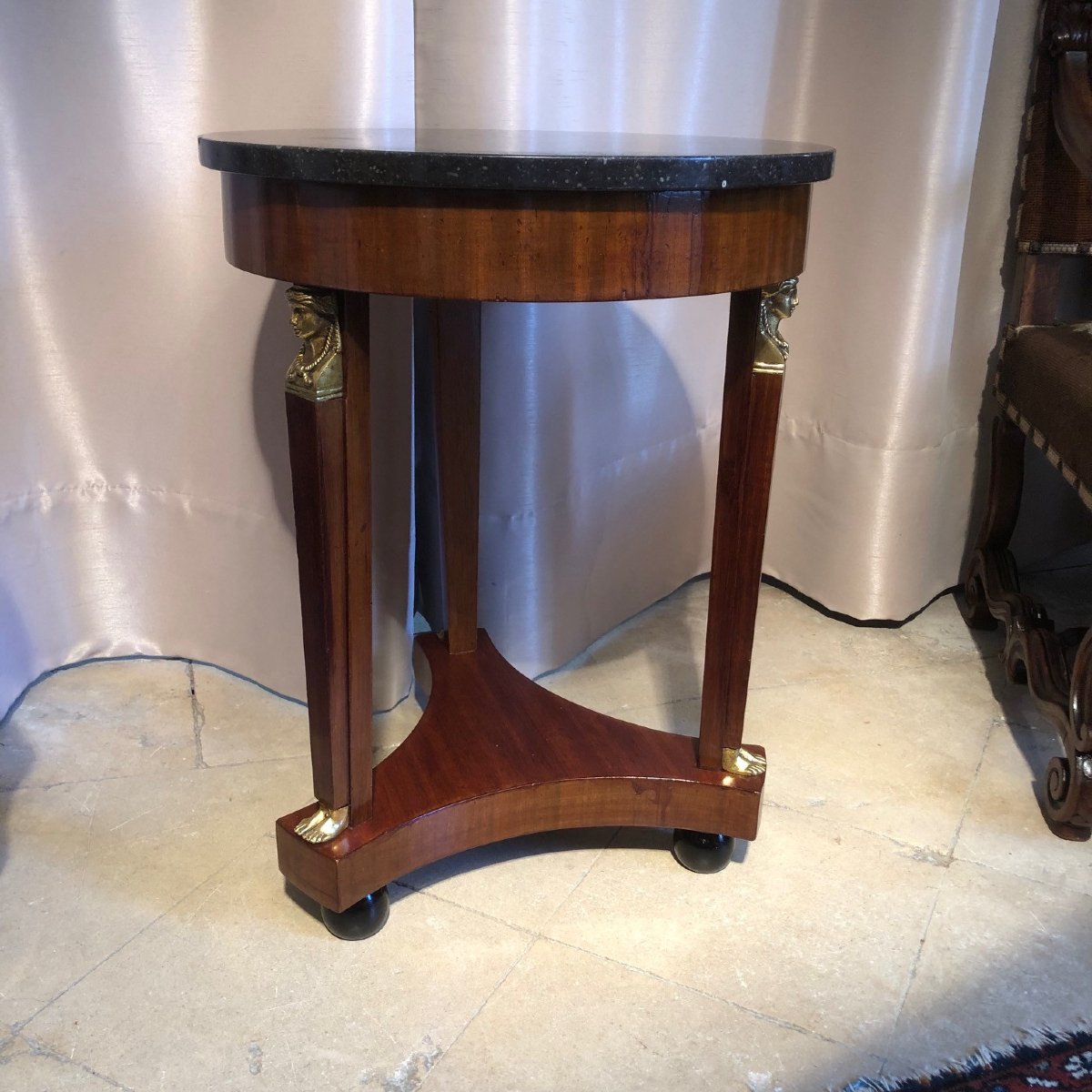 19th-century Empire-style Mahogany Side Table-photo-3