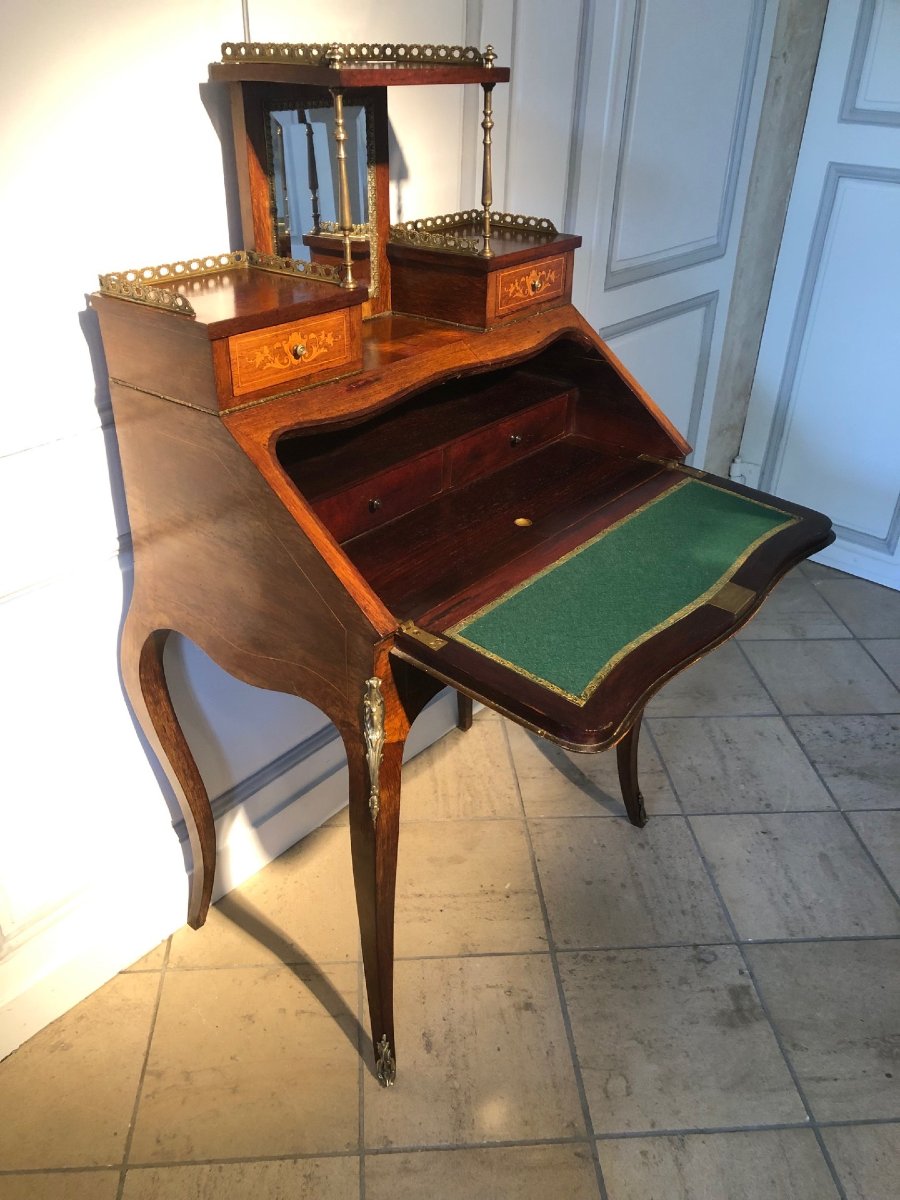 Bureau de pente style Louis XV, époque Napoléon III-photo-2