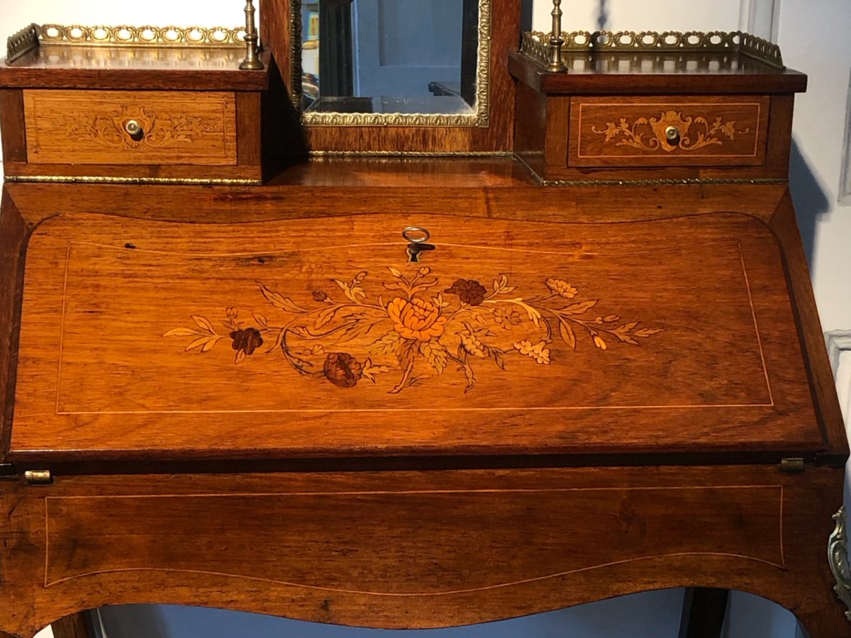 Bureau de pente style Louis XV, époque Napoléon III-photo-1