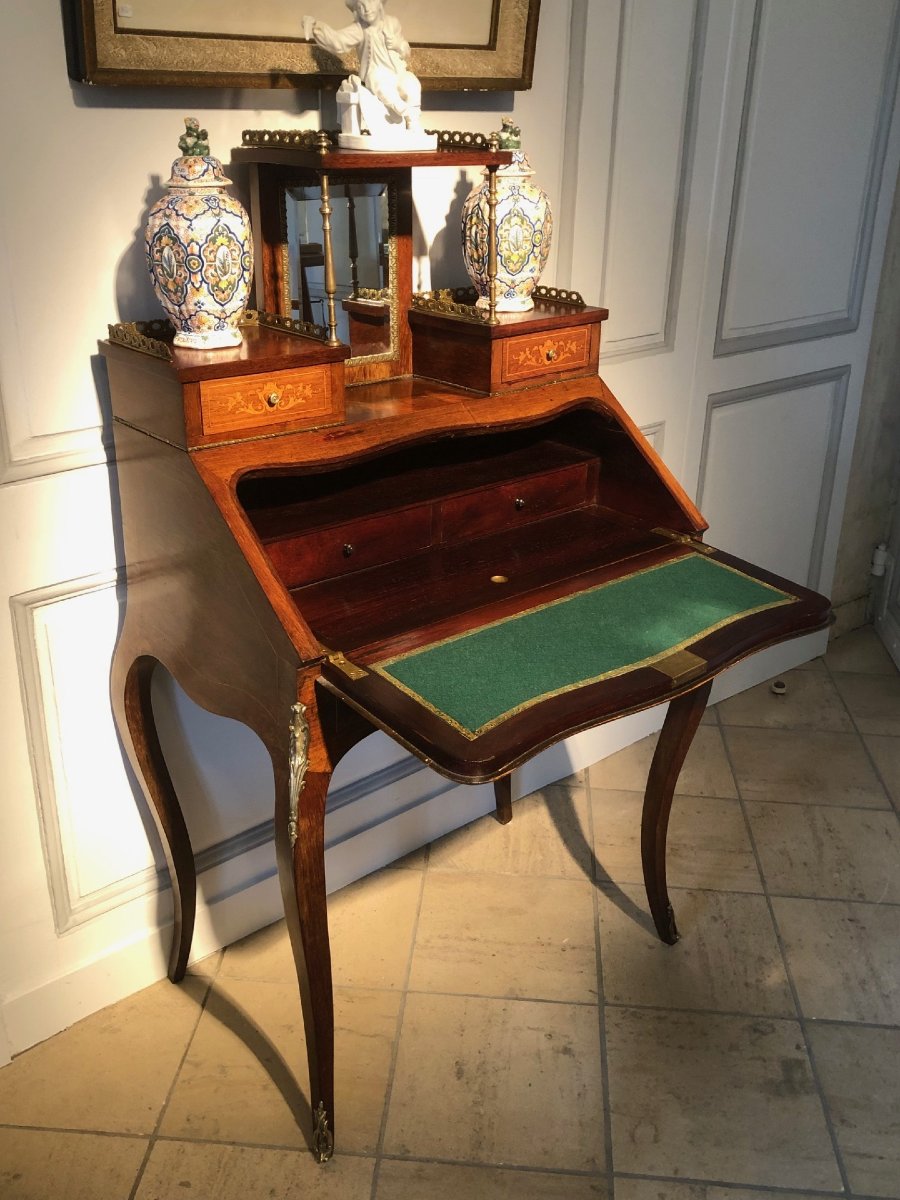 Bureau de pente style Louis XV, époque Napoléon III-photo-4