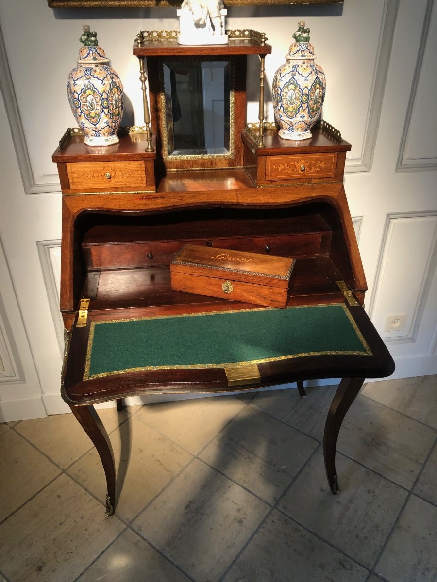 Bureau de pente style Louis XV, époque Napoléon III-photo-5