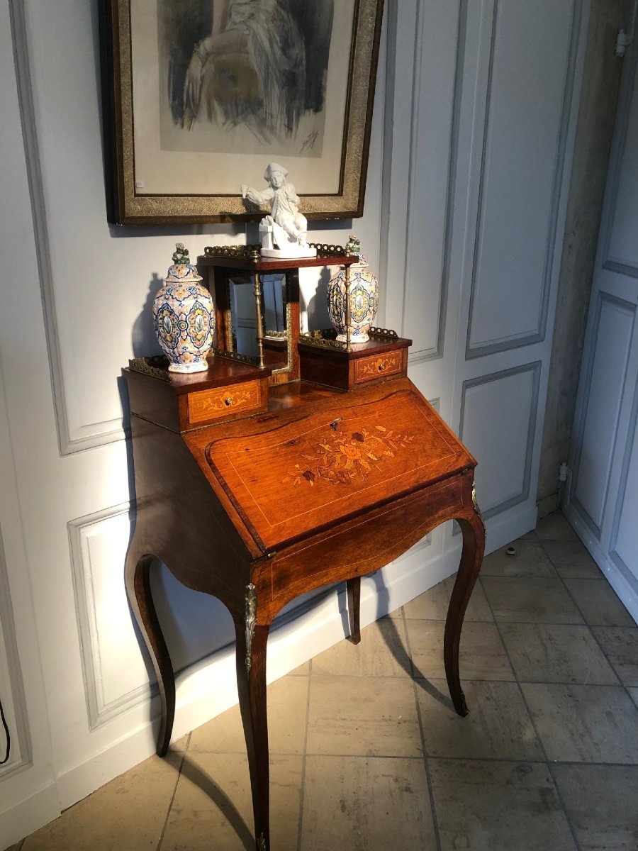 Bureau de pente style Louis XV, époque Napoléon III-photo-6