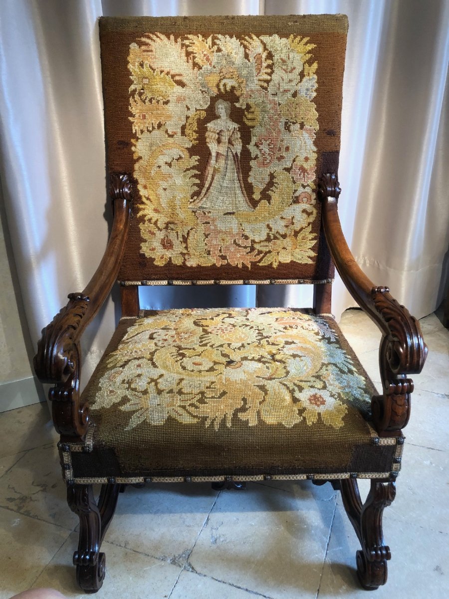 Fauteuil Louis XIII, XIXe-photo-2