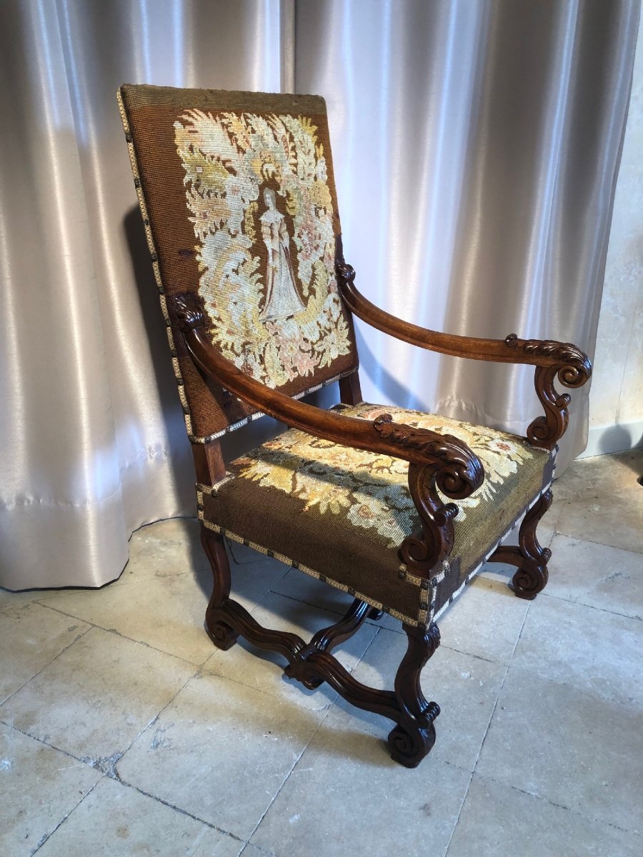 Fauteuil Louis XIII, XIXe-photo-4
