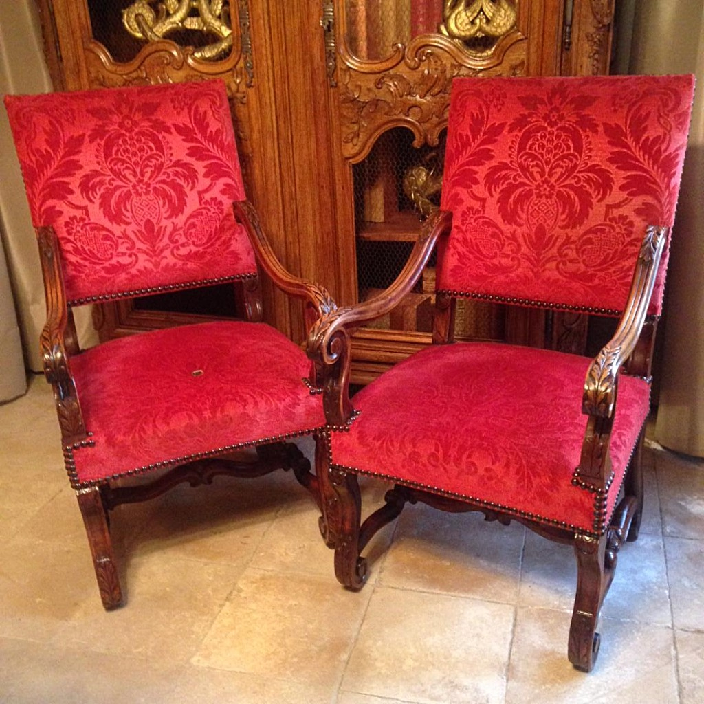 Pair Of Louis XIII Style Armchairs In Walnut Nineteenth