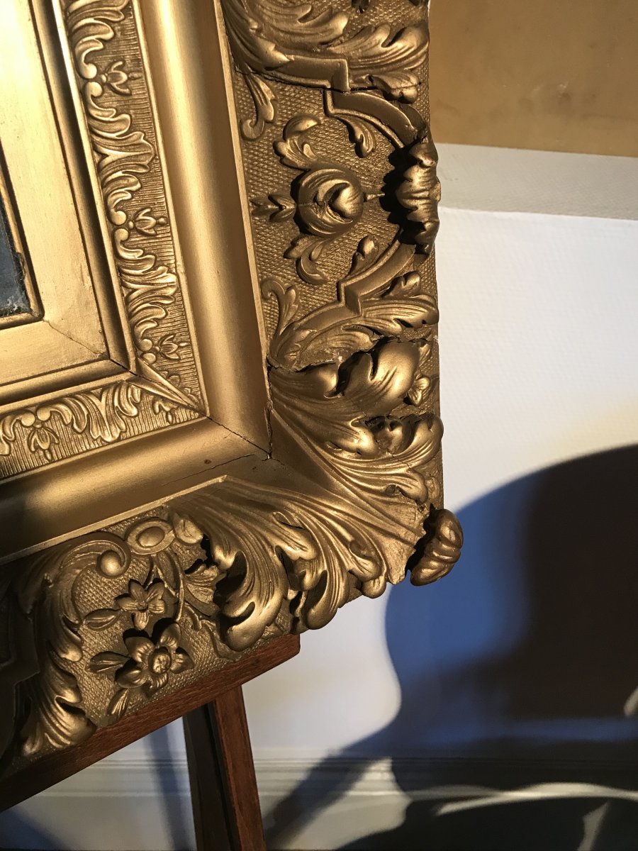 Miroir bois doré et stuc Napoléon III -photo-3