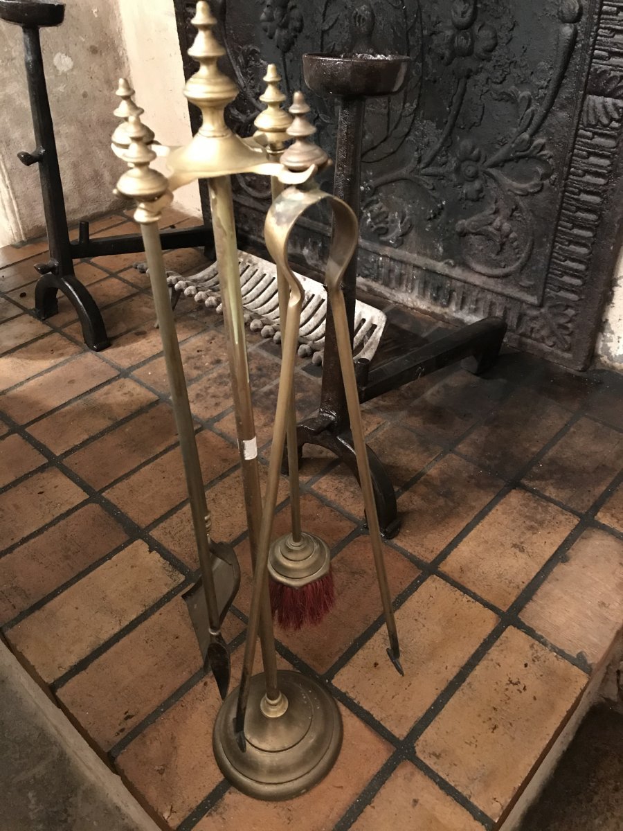 19th Century Bronze Fireplace Set With 4 Elements