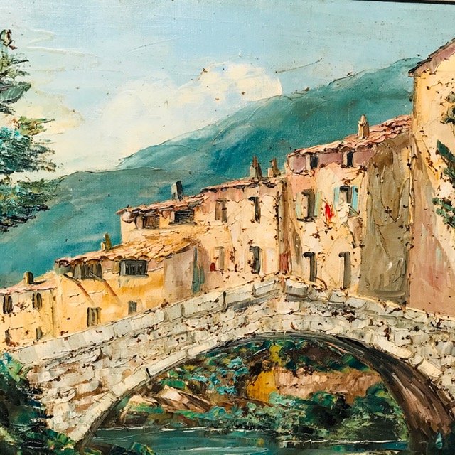 Huile sur toile « Village Haute Provence » signé. Louis Vignon  1897–1985 -photo-2