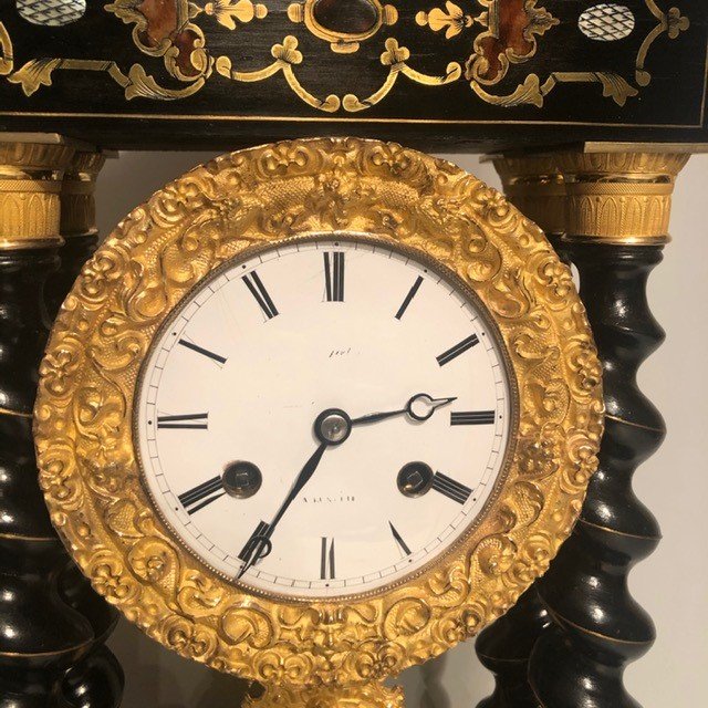 Napoleon III Period Clock Empire Style 19th Century Marquetry-photo-3