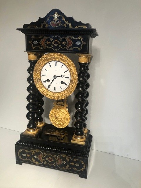 Napoleon III Period Clock Empire Style 19th Century Marquetry-photo-2