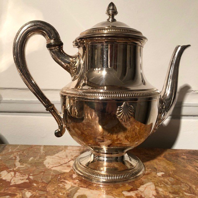 Empire Style Tea Service In Silver Metal Twentieth-photo-4