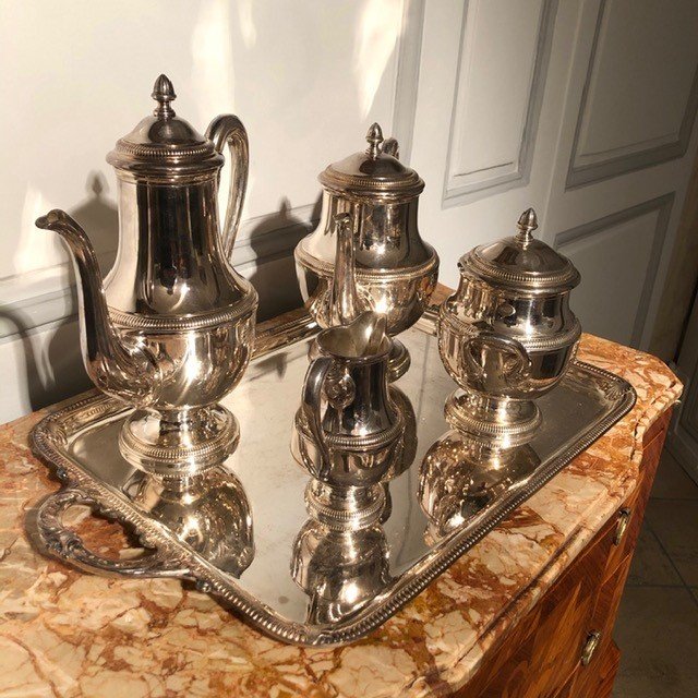 Empire Style Tea Service In Silver Metal Twentieth