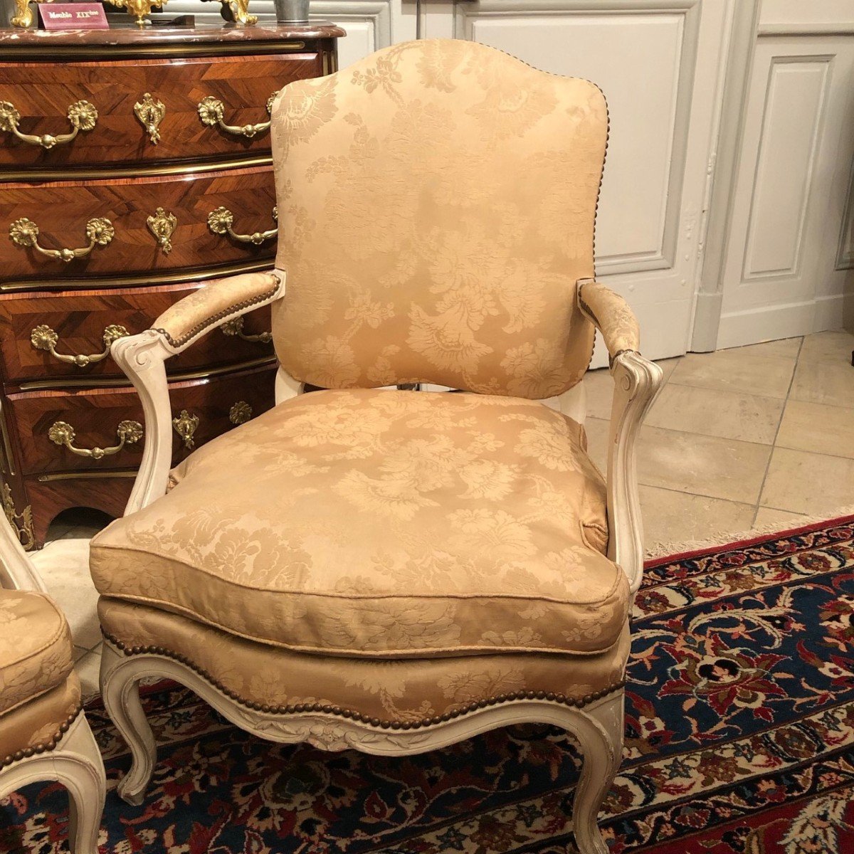 Pair Of 19th Century Fireside Chairs, Louis XV Style-photo-2