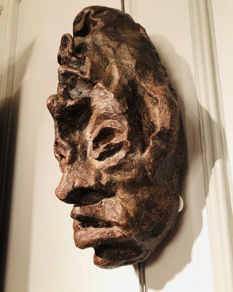  Sculpture Masque Double Tête terre cuite -photo-4