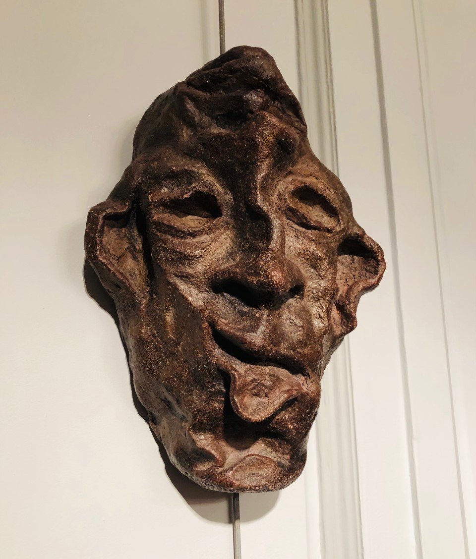  Sculpture Masque Double Tête terre cuite -photo-2