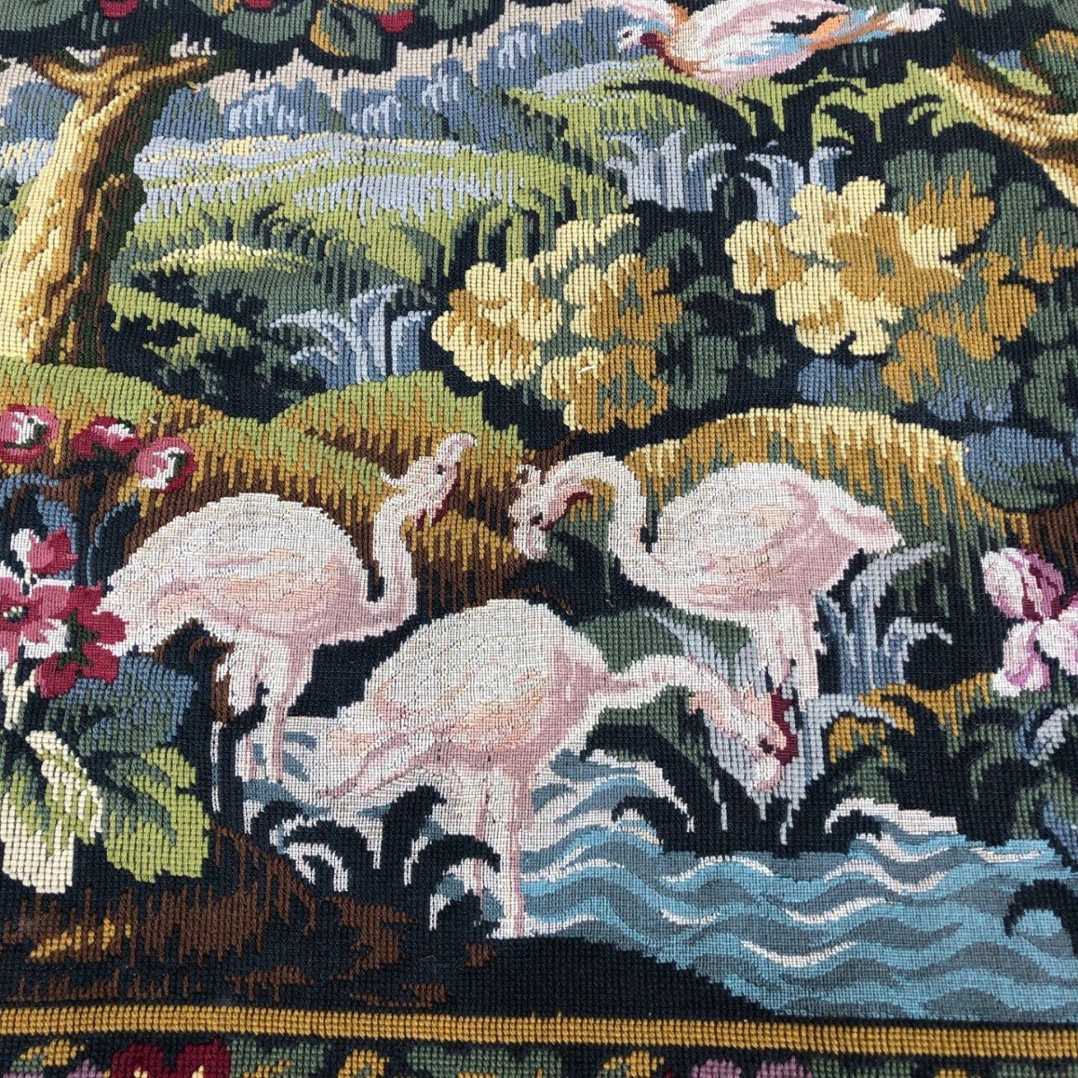 Flamingos Tapestry Late 19th Century-photo-2