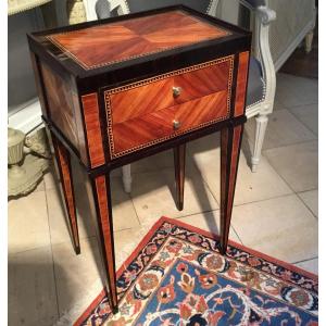 Bedside Table Chiffoniere Louis XVI Period Marquetry