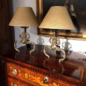 Original Pair Of 19th Century Bronze Bedside Lamps