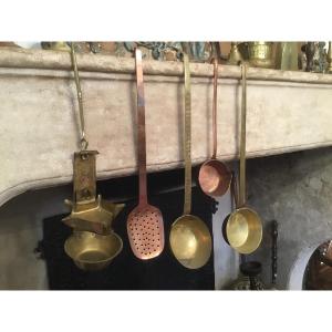 19th Century Kitchen Copperware Set And Oil Lamp