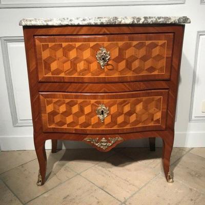 Louis XV Wig Commode, 18th Century, Marquetry