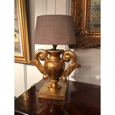 19th Century Gilded Wood Lamp