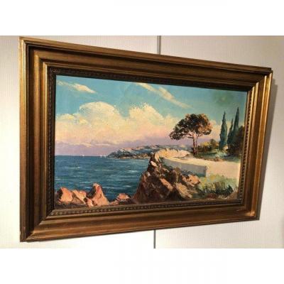 Peinture «Riviera Française » de  Charpides XXe