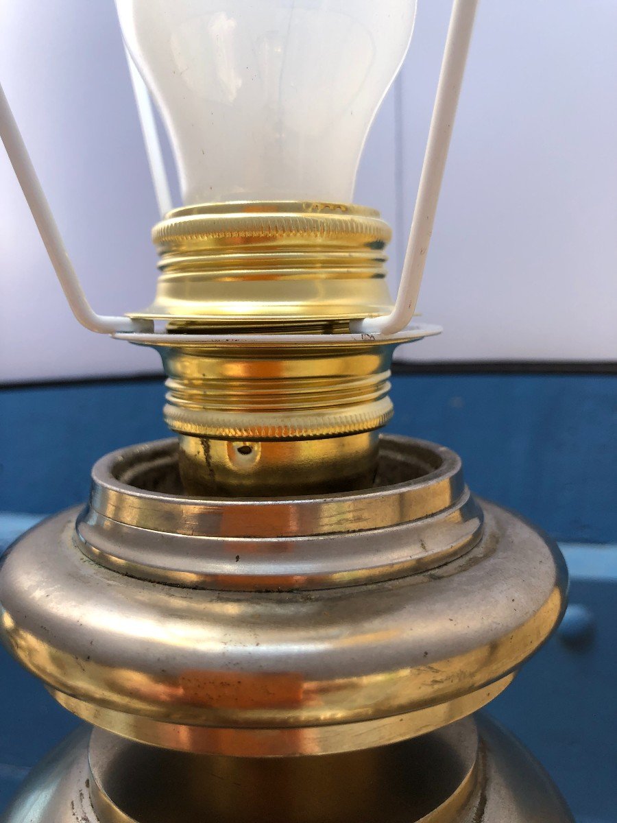Large Pair Of Napoleon III Polished Steel Lamps-photo-1