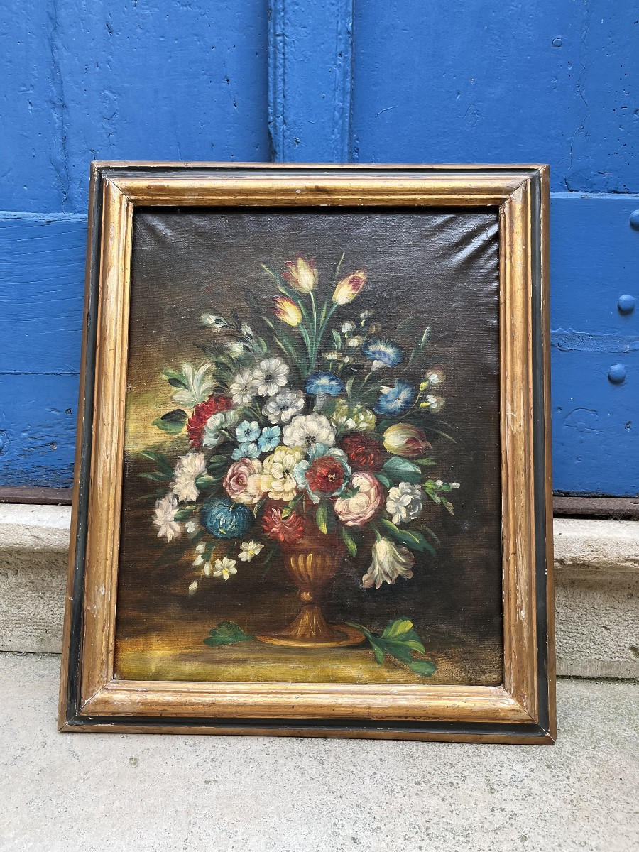 Paire de natures mortes florales XIXe-photo-2