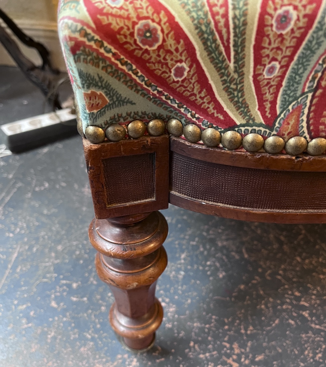 Pair Of Napoleon III Style Armchairs Upholstered In Cashmere Fabric-photo-1