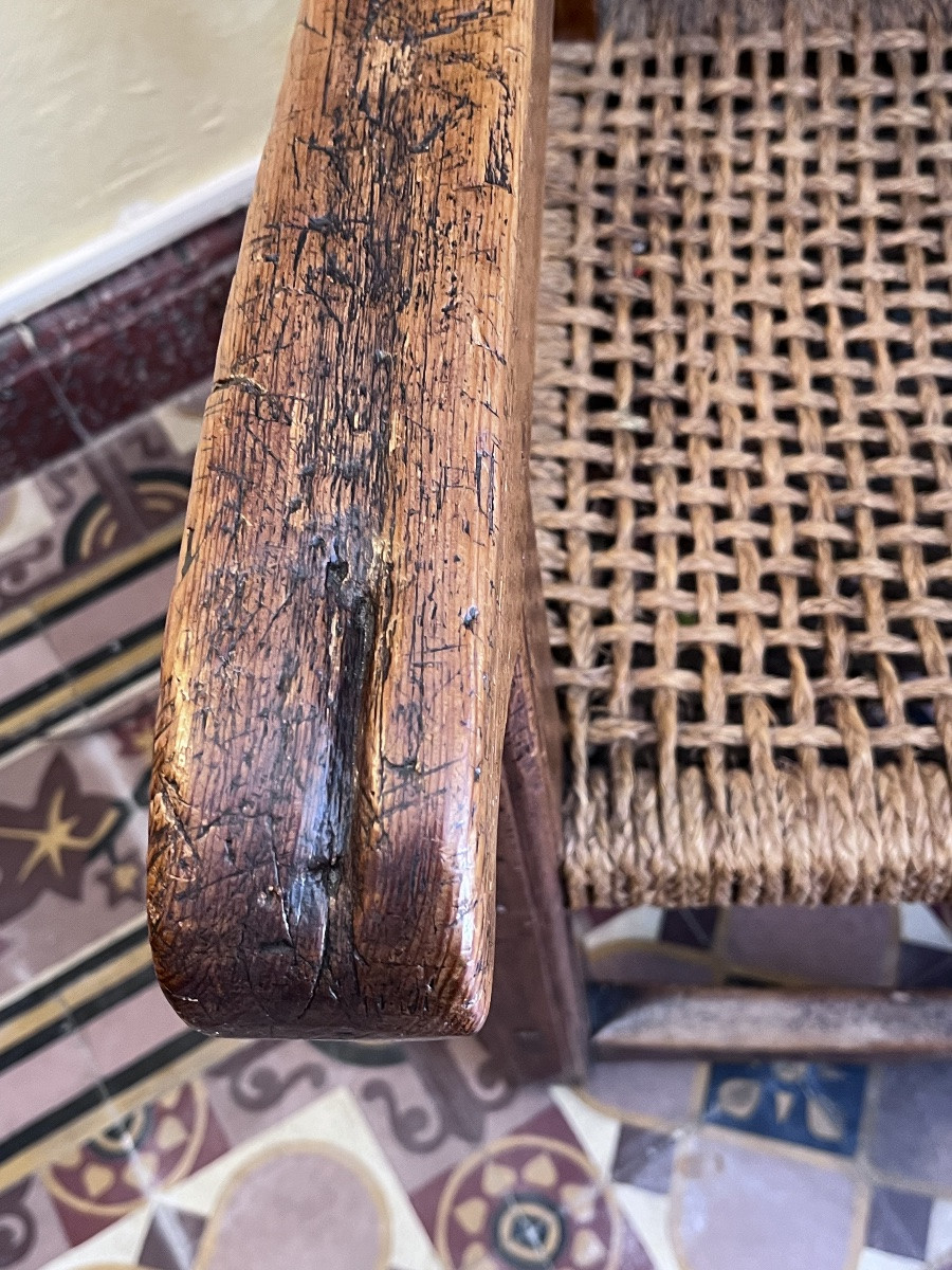 Fauteuil rustique en noyer XVIIIe siècle -photo-2